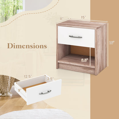 Nightstand With Drawer And Shelf, Oak Nightstands at Gallery Canada