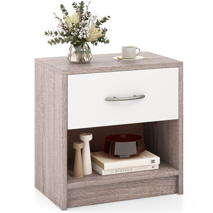 Bedside Table Nightstand, With Drawer And Shelf, Light Gray Nightstands at Gallery Canada