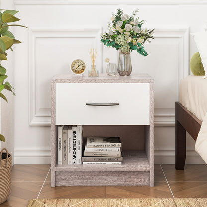 Bedside Table Nightstand, With Drawer And Shelf, Light Gray Nightstands at Gallery Canada