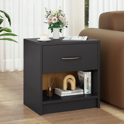 Bedside Table Nightstand, With Drawer And Shelf, Gray Nightstands at Gallery Canada