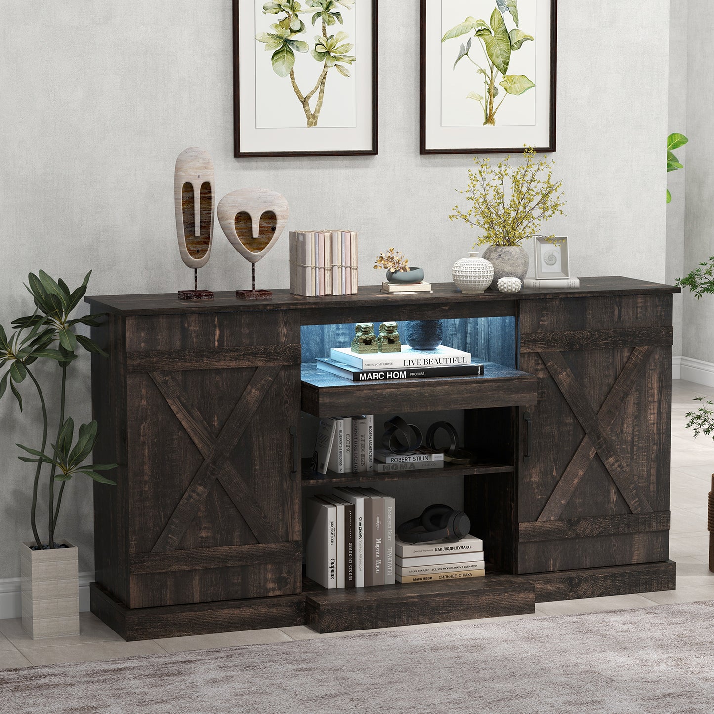 58 Inch TV Stand For 65 Inch TVs, 20 LED Lights, Coffee Entertainment Centers & TV Stands at Gallery Canada