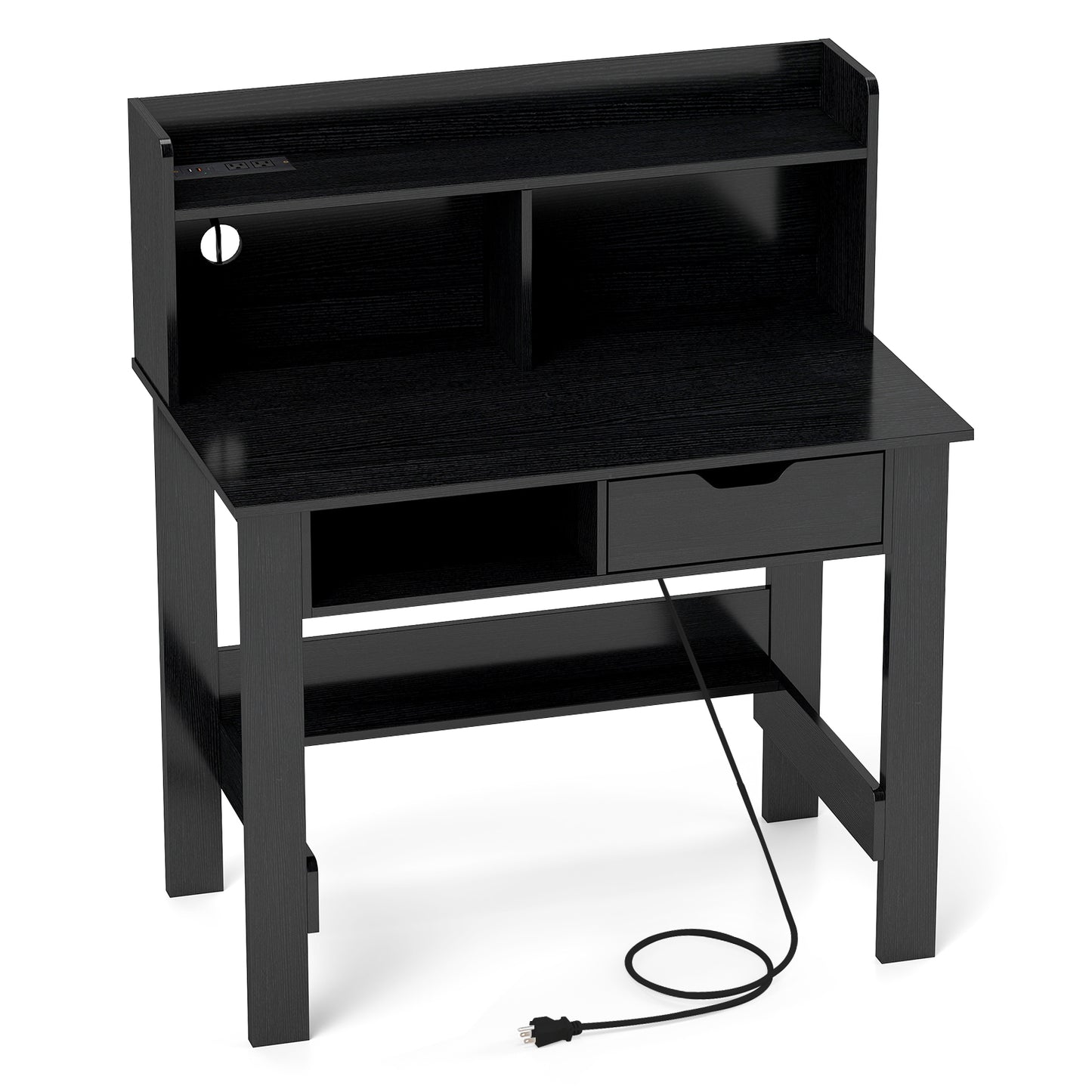 Computer Desk With Power Outlets, USB Ports, Type-C, Black Computer Desks Black at Gallery Canada
