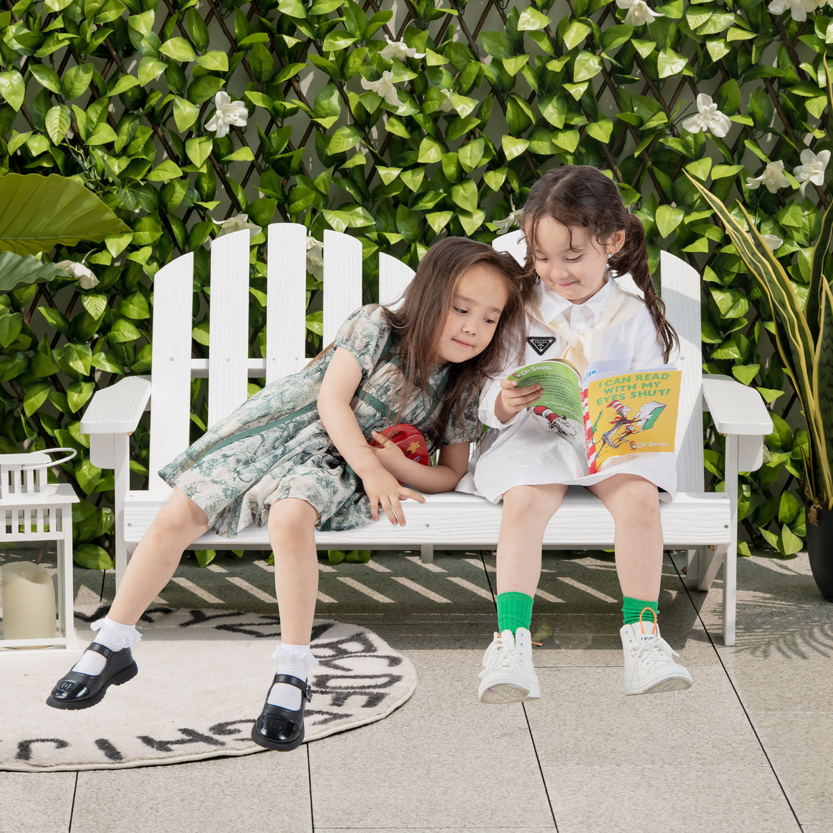 2 Person Adirondack Chair, High Backrest, White Kids Chairs & Seating at Gallery Canada