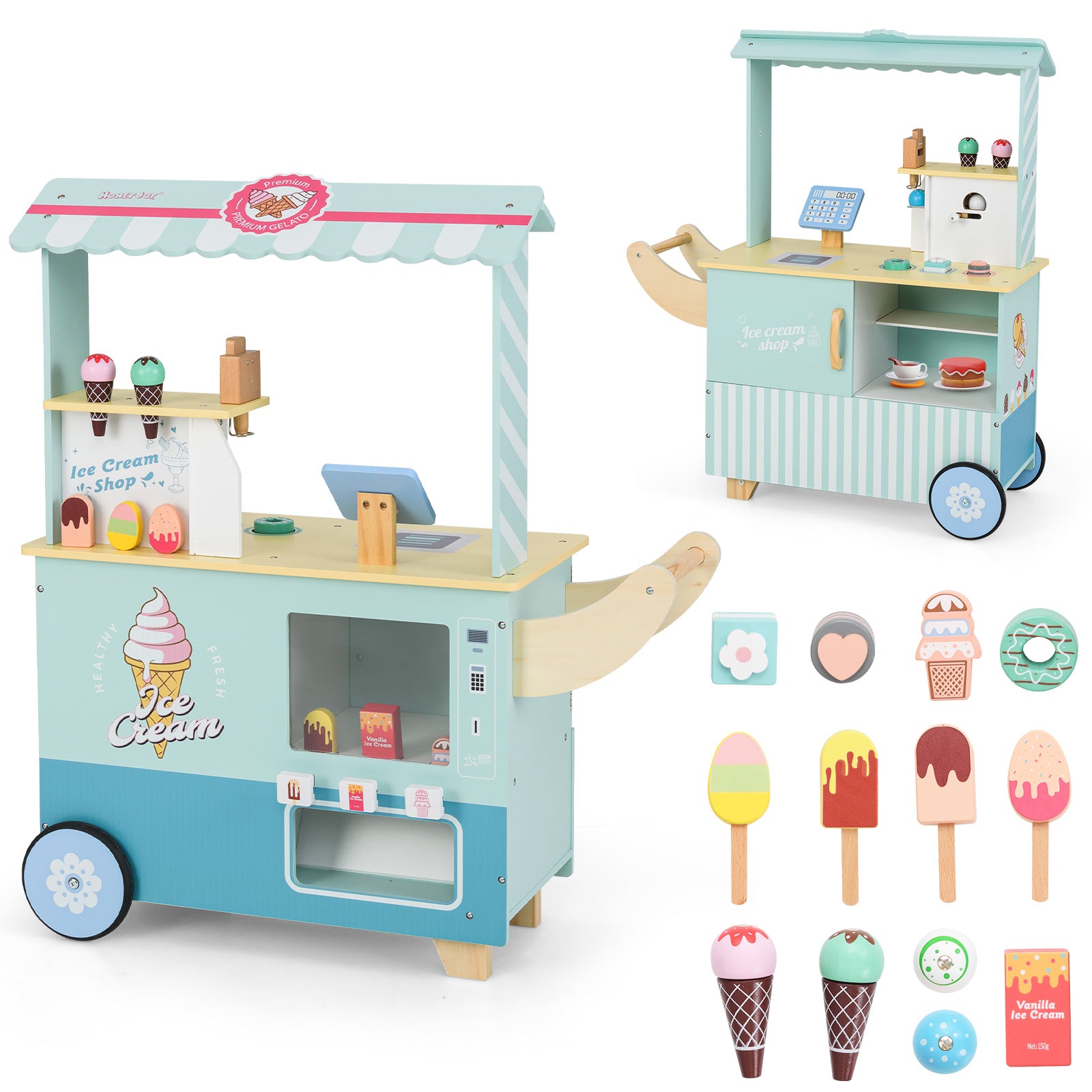 Kids Ice Cream Truck Pretend Play Set, Green Play Kitchen Sets at Gallery Canada