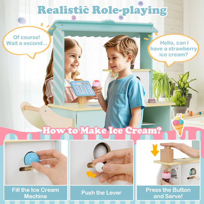 Kids Ice Cream Truck Pretend Play Set, Green Play Kitchen Sets at Gallery Canada