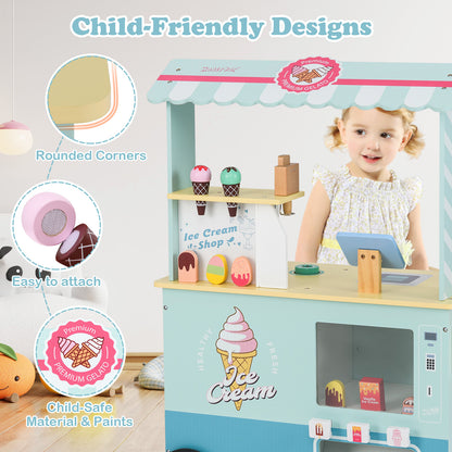 Kids Ice Cream Truck Pretend Play Set, Green Play Kitchen Sets at Gallery Canada