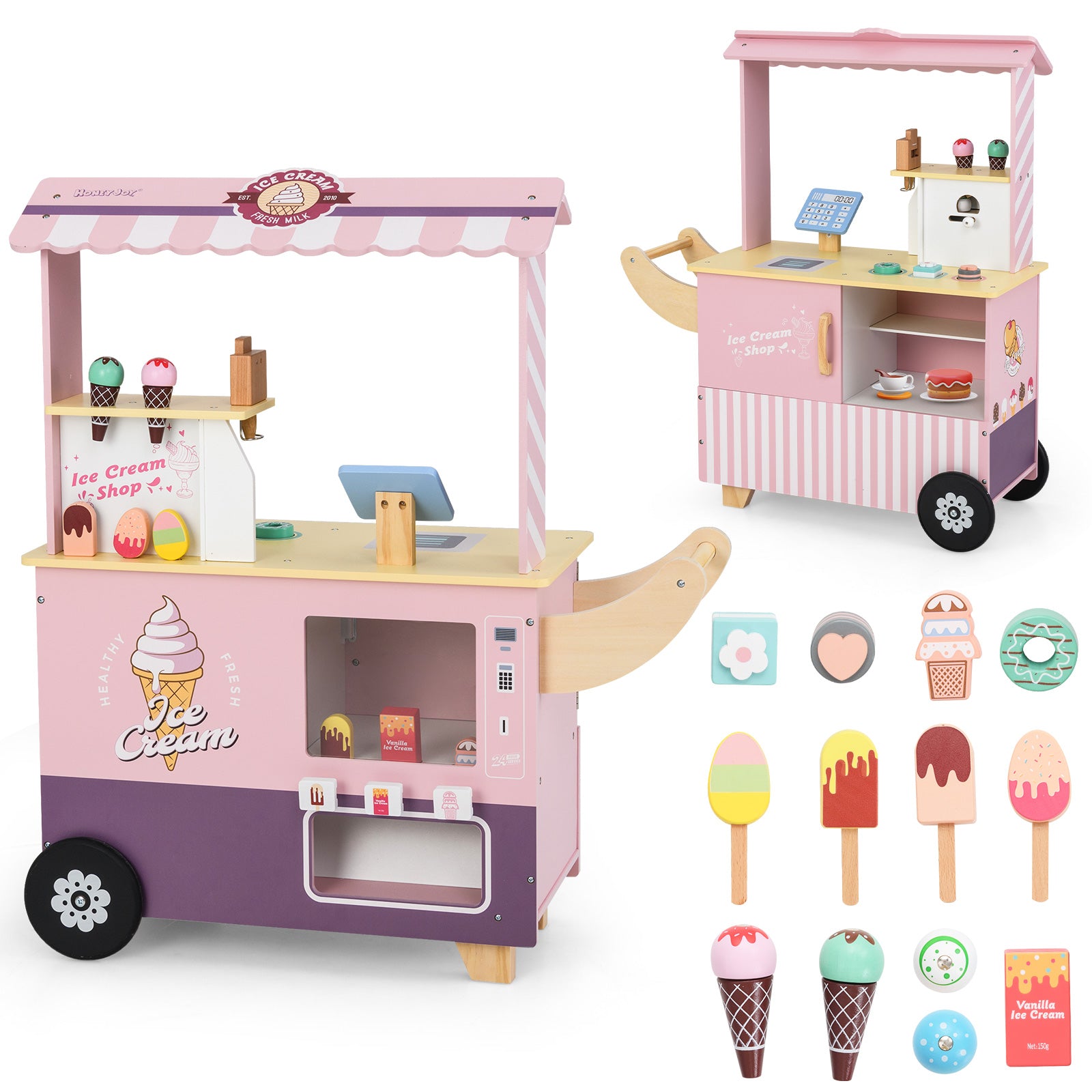 Kids Ice Cream Truck Pretend Play Set, With Vending Machine, Pink Play Kitchen Sets at Gallery Canada