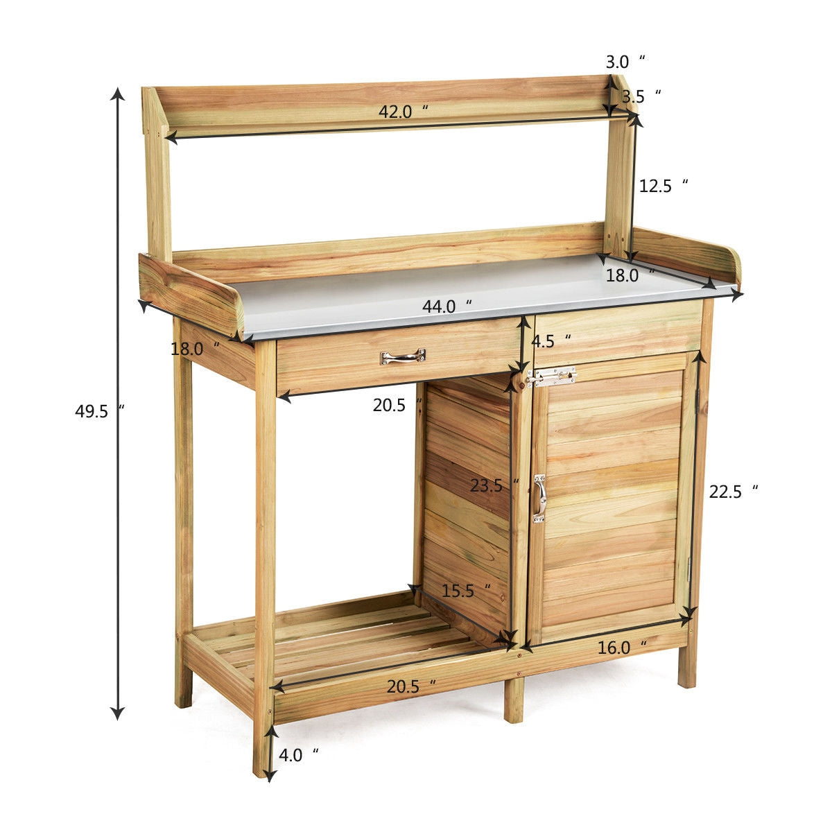 Outdoor Garden Wooden Work Station Potting Bench, Natural Potting Benches & Tables at Gallery Canada