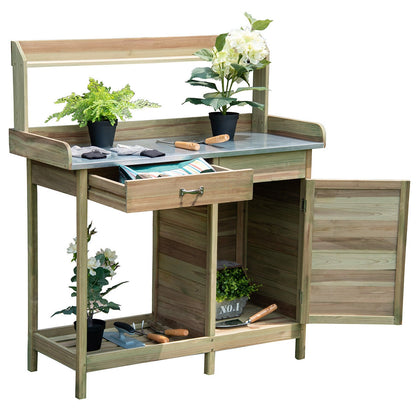 Outdoor Garden Wooden Work Station Potting Bench, Natural Potting Benches & Tables at Gallery Canada