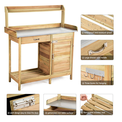 Outdoor Garden Wooden Work Station Potting Bench, Natural Potting Benches & Tables at Gallery Canada