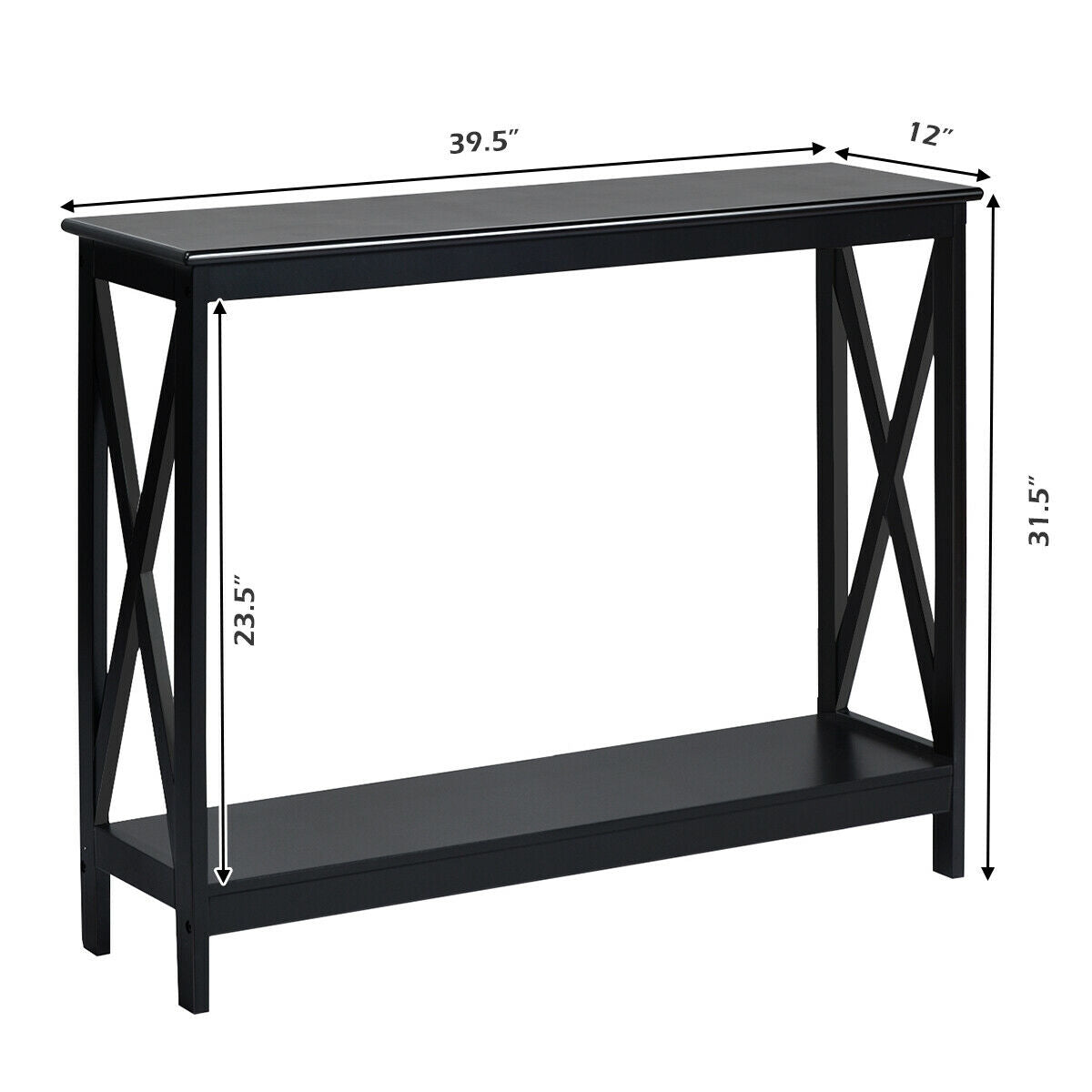 2-Tier Console X-Design Sofa Side Table, Black Console Tables at Gallery Canada