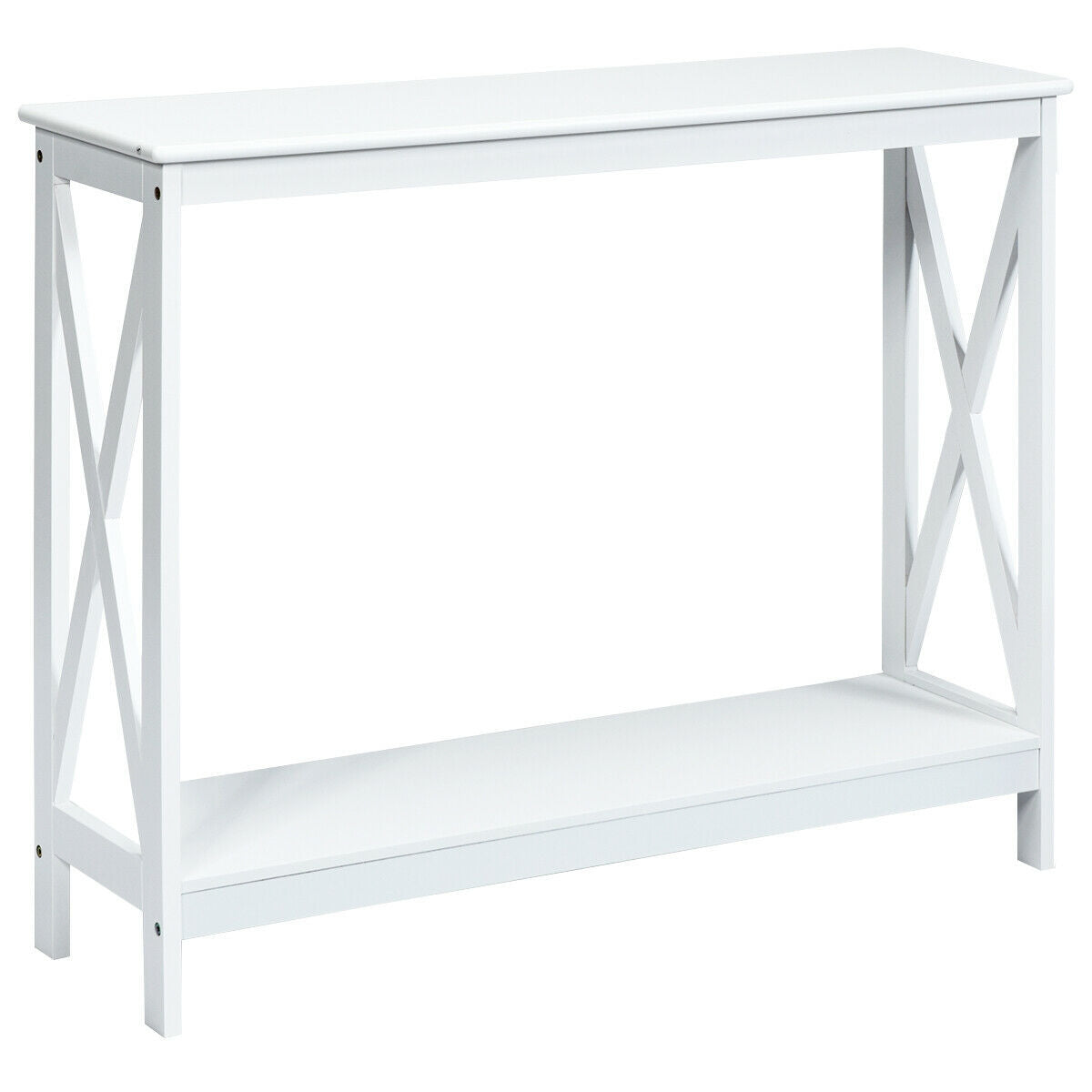 2-Tier Console X-Design Sofa Side Table, White Console Tables White at Gallery Canada