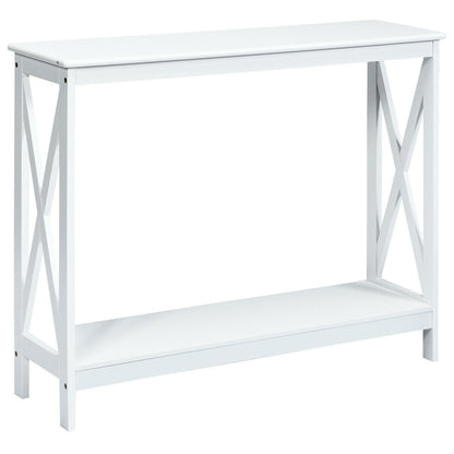 2-Tier Console X-Design Sofa Side Table, White Console Tables White at Gallery Canada