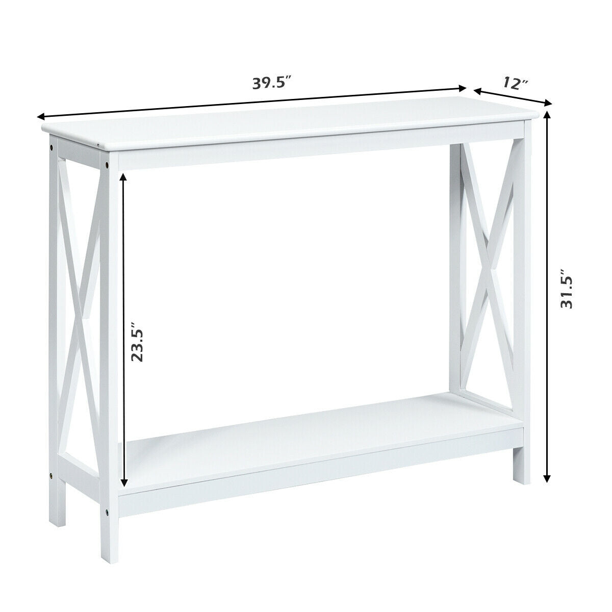 2-Tier Console X-Design Sofa Side Table, White Console Tables at Gallery Canada