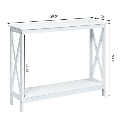 2-Tier Console X-Design Sofa Side Table, White Console Tables at Gallery Canada