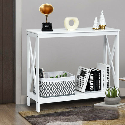 2-Tier Console X-Design Sofa Side Table, White Console Tables at Gallery Canada