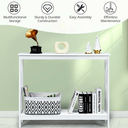 2-Tier Console X-Design Sofa Side Table, White Console Tables at Gallery Canada