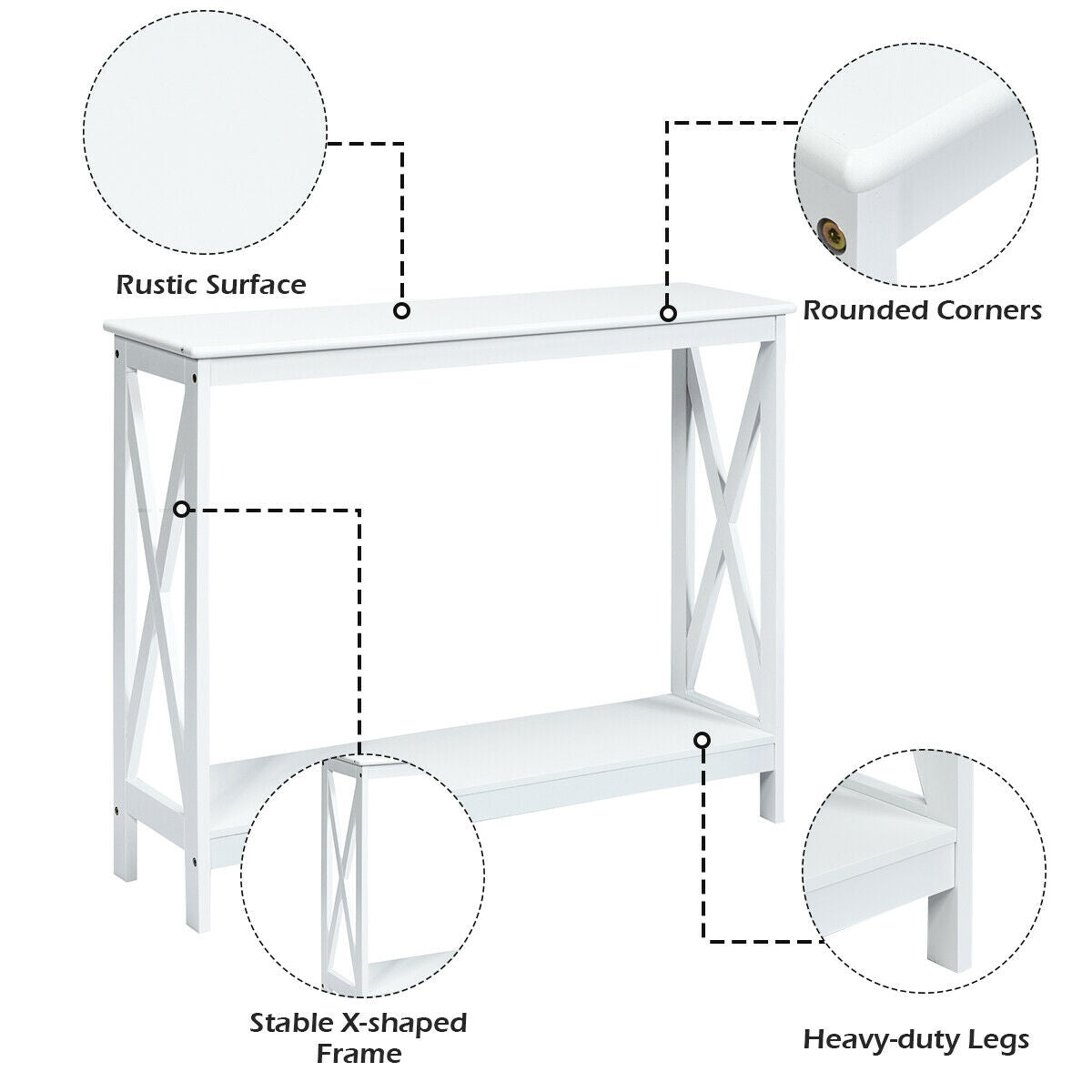 2-Tier Console X-Design Sofa Side Table, White Console Tables at Gallery Canada
