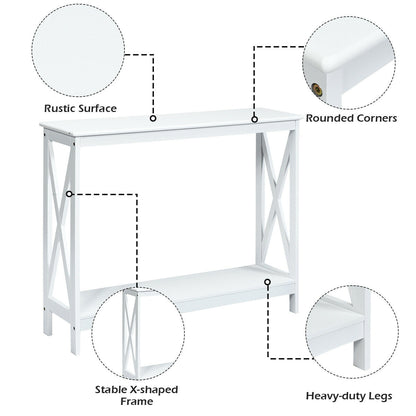 2-Tier Console X-Design Sofa Side Table, White Console Tables at Gallery Canada