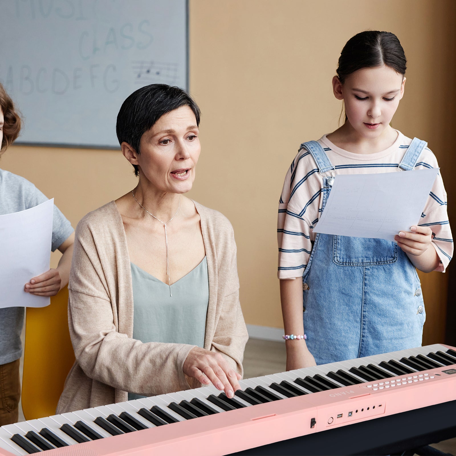 88 Key Foldable Electric Keyboard Piano, Wireless MIDI, Dual Speakers, Pink Pianos & Keyboards at Gallery Canada