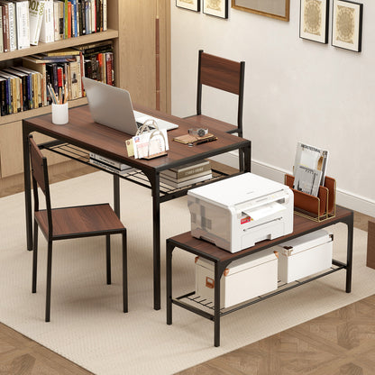 Industrial Rectangular Kitchen Table With Bench And Chairs, Walnut Dining Room Sets at Gallery Canada