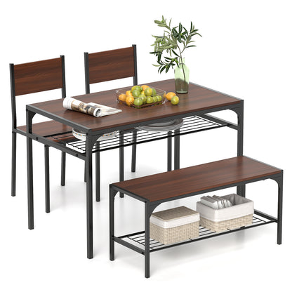 Industrial Rectangular Kitchen Table With Bench And Chairs, Walnut Dining Room Sets at Gallery Canada