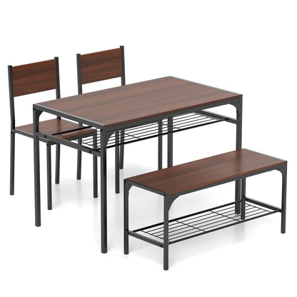Industrial Rectangular Kitchen Table With Bench And Chairs, Walnut Dining Room Sets at Gallery Canada