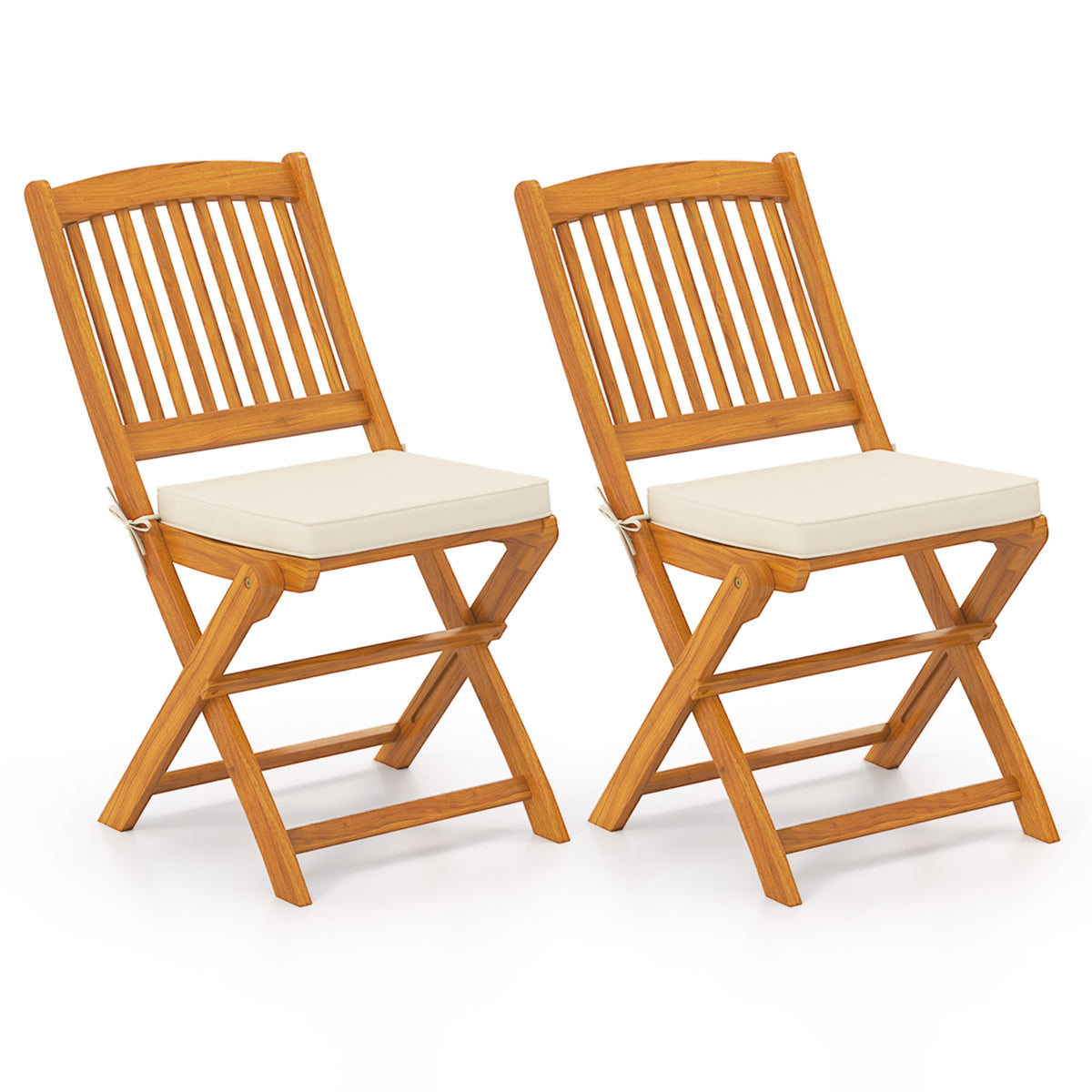 Outdoor Folding Chairs With Seat Cushions, Set Of 2, Beige Patio Dining Chairs at Gallery Canada
