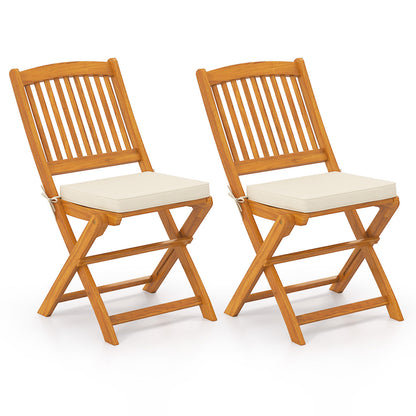 Outdoor Folding Chairs With Seat Cushions, Set Of 2, Beige Patio Dining Chairs at Gallery Canada