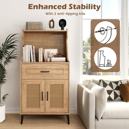 Coffee Bar Cabinet With Pegboard, Storage Drawer, Adjustable Shelf, Oak Sideboards Cabinets & Buffets at Gallery Canada