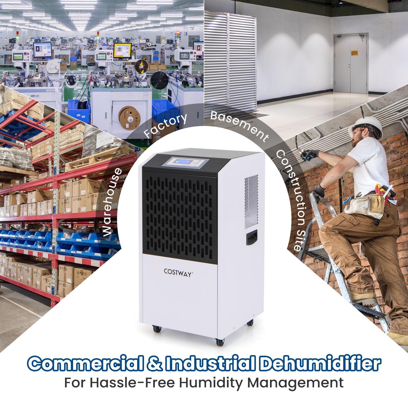 250 Pints Commercial Dehumidifier, Large Spaces 8500 Sq.Ft, White Dehumidifiers at Gallery Canada