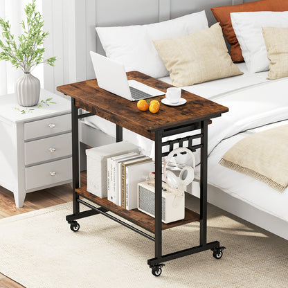 Rolling Laptop Table With Pull-Out Keyboard Tray, Rustic Brown Laptop Tables & Printer Stands at Gallery Canada