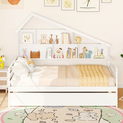 Full Size House-Shaped Daybed With Twin Trundle, White Toddler Beds at Gallery Canada