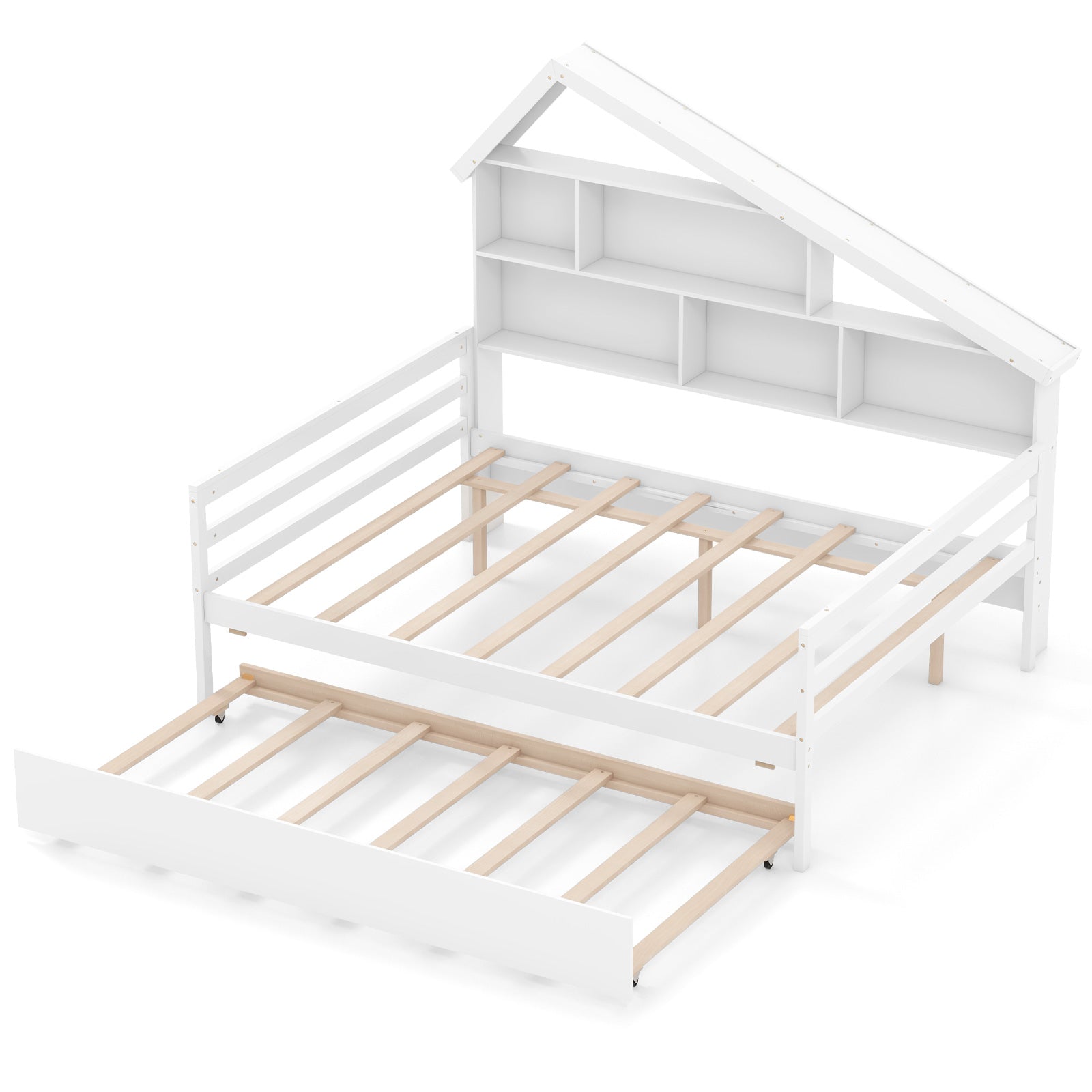 Full Size House-Shaped Daybed With Twin Trundle, White Toddler Beds at Gallery Canada