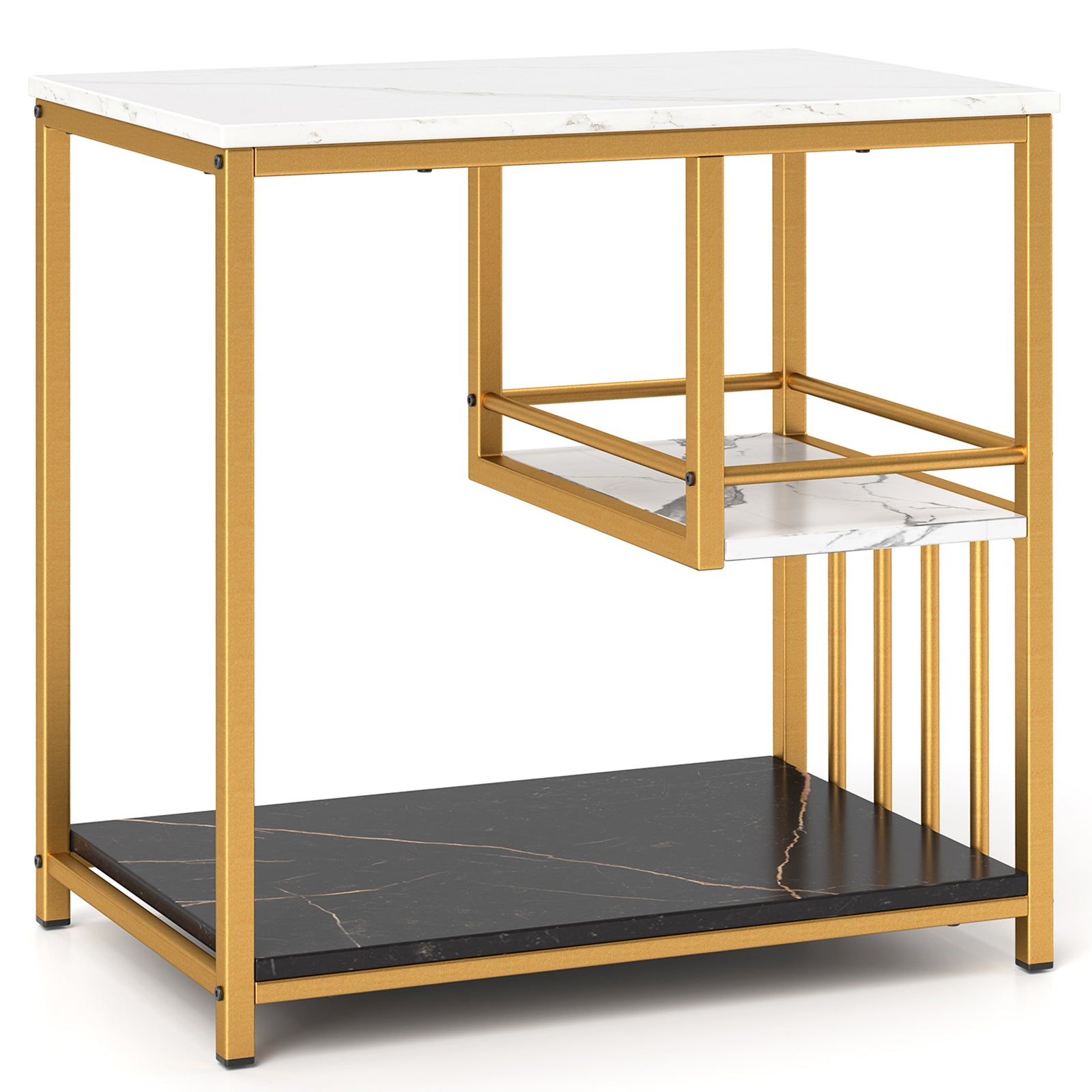 3-Tier Marble End Table, Storage Shelf, Golden End & Side Tables at Gallery Canada