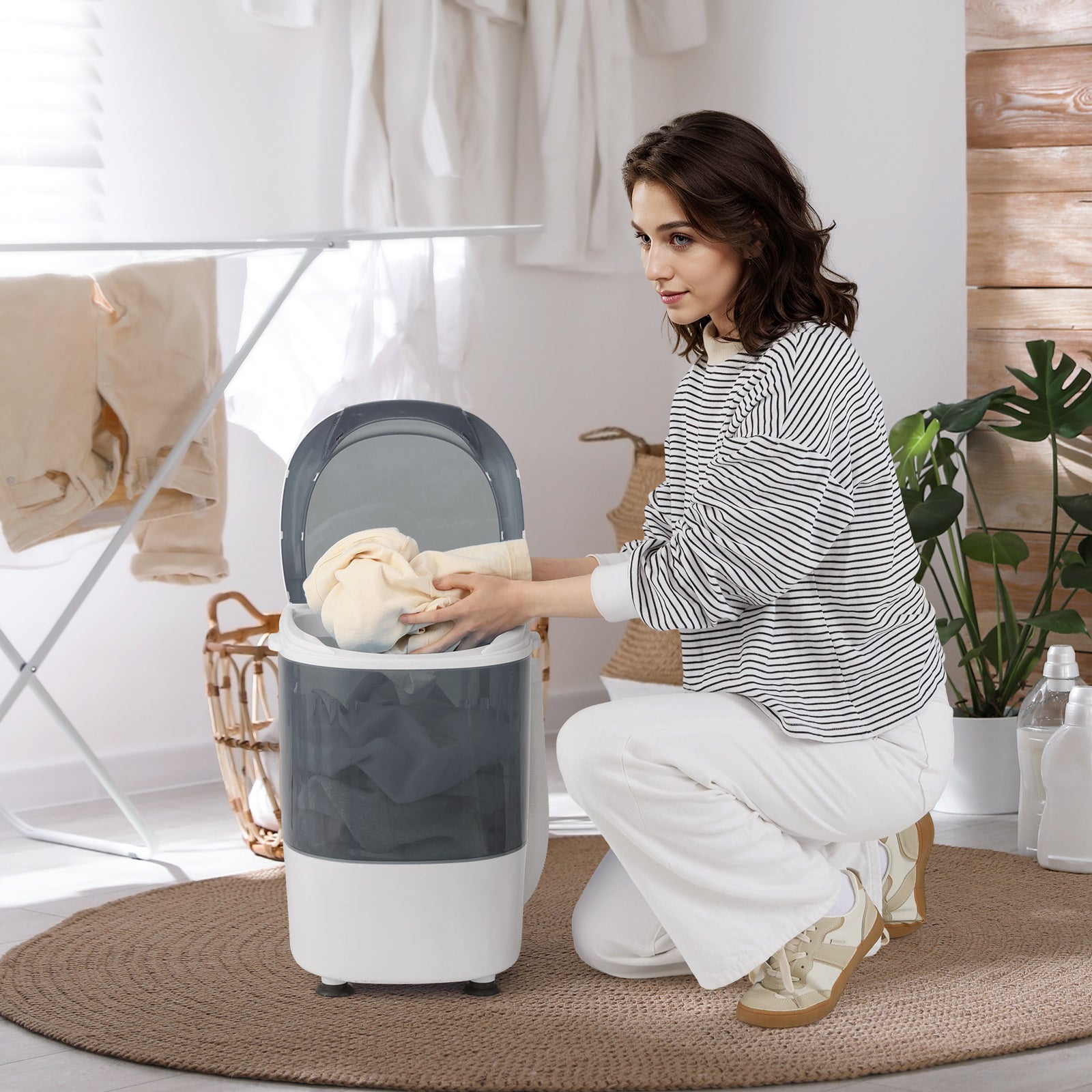 Portable Mini Washing Machine, Semi-Automatic Washer Spinner Combo, Gray Washing Machines at Gallery Canada