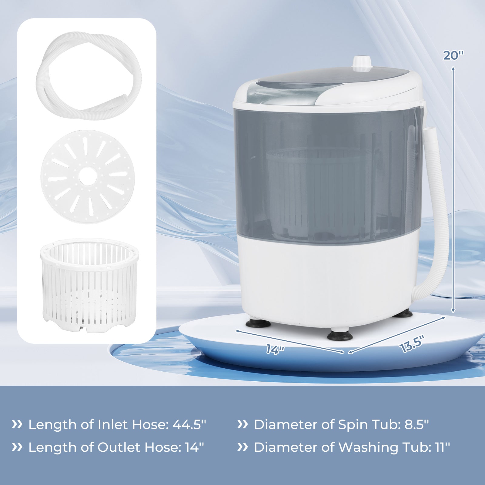 Portable Mini Washing Machine, Semi-Automatic Washer Spinner Combo, Gray Washing Machines at Gallery Canada