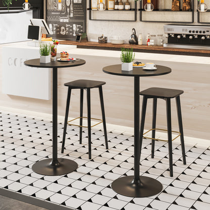 24 Inch Round Cocktail Table, Metal Base, MDF Top, Black Bar Tables at Gallery Canada