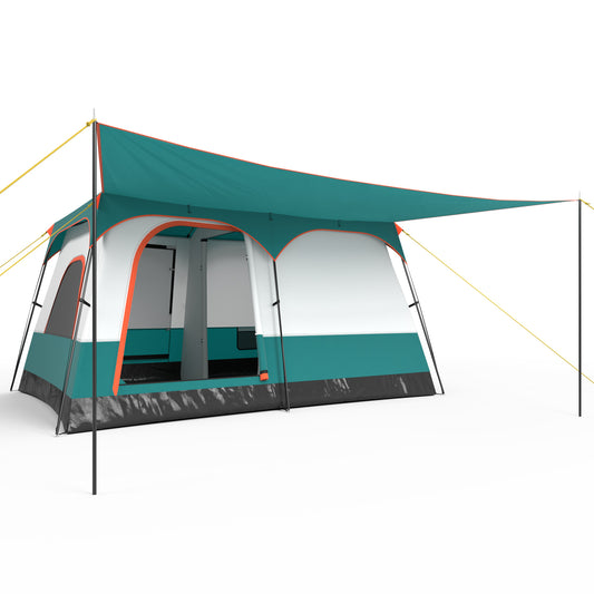 6-8 Person Camping Tent, Double Rooms, 2 Doors, Green Tents Green at Gallery Canada