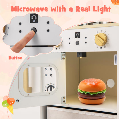 Wooden Kids Kitchen Playset With Chalkboard, Ice Maker, White Play Kitchen Sets at Gallery Canada