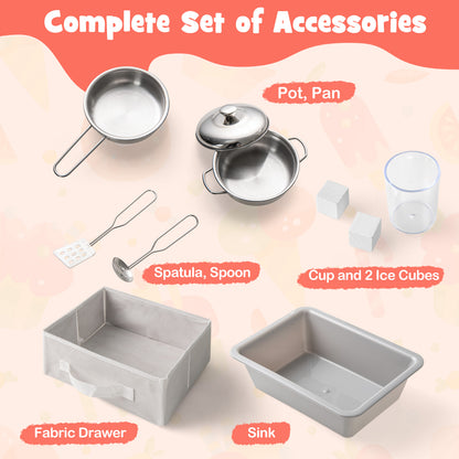 Wooden Kids Kitchen Playset With Chalkboard, Ice Maker, White Play Kitchen Sets at Gallery Canada