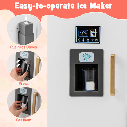 Wooden Kids Kitchen Playset With Chalkboard, Ice Maker, White Play Kitchen Sets at Gallery Canada