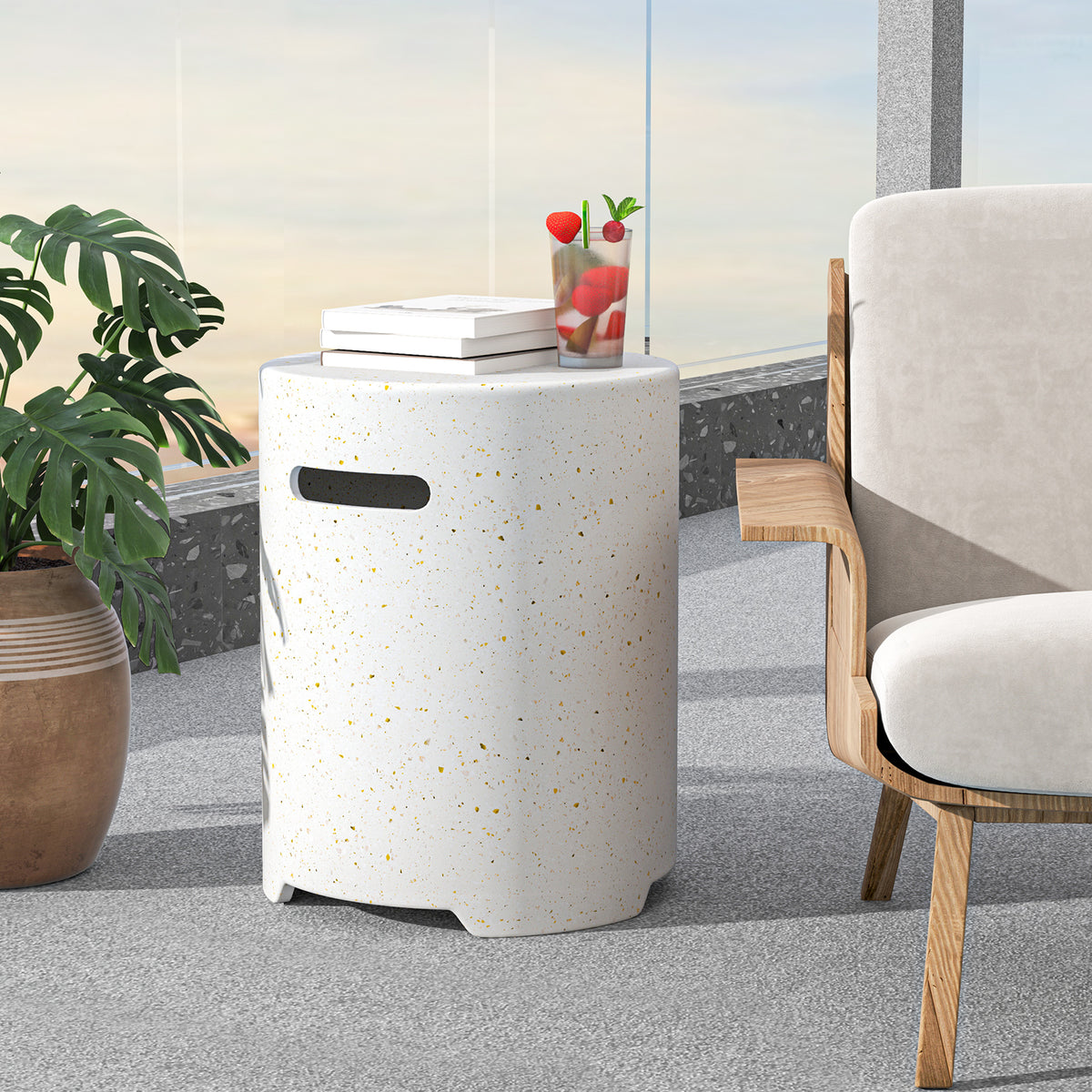 Propane Tank Cover Table, White Fire Pit Tables at Gallery Canada