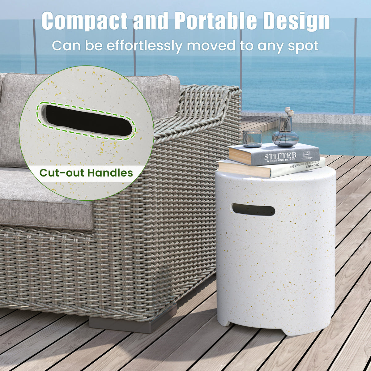 Propane Tank Cover Table, White Fire Pit Tables at Gallery Canada