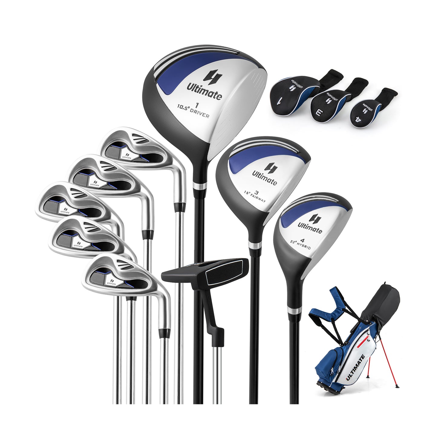 Men's Complete Golf Club Package Set, 10 Pieces, Blue Golf Blue at Gallery Canada