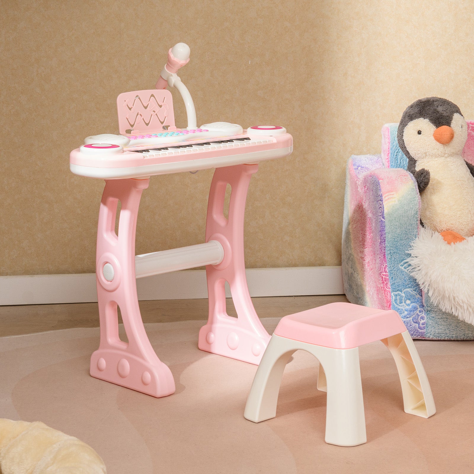 37-Key Kids Electronic Piano Keyboard Playset, Pink Musical Toys at Gallery Canada