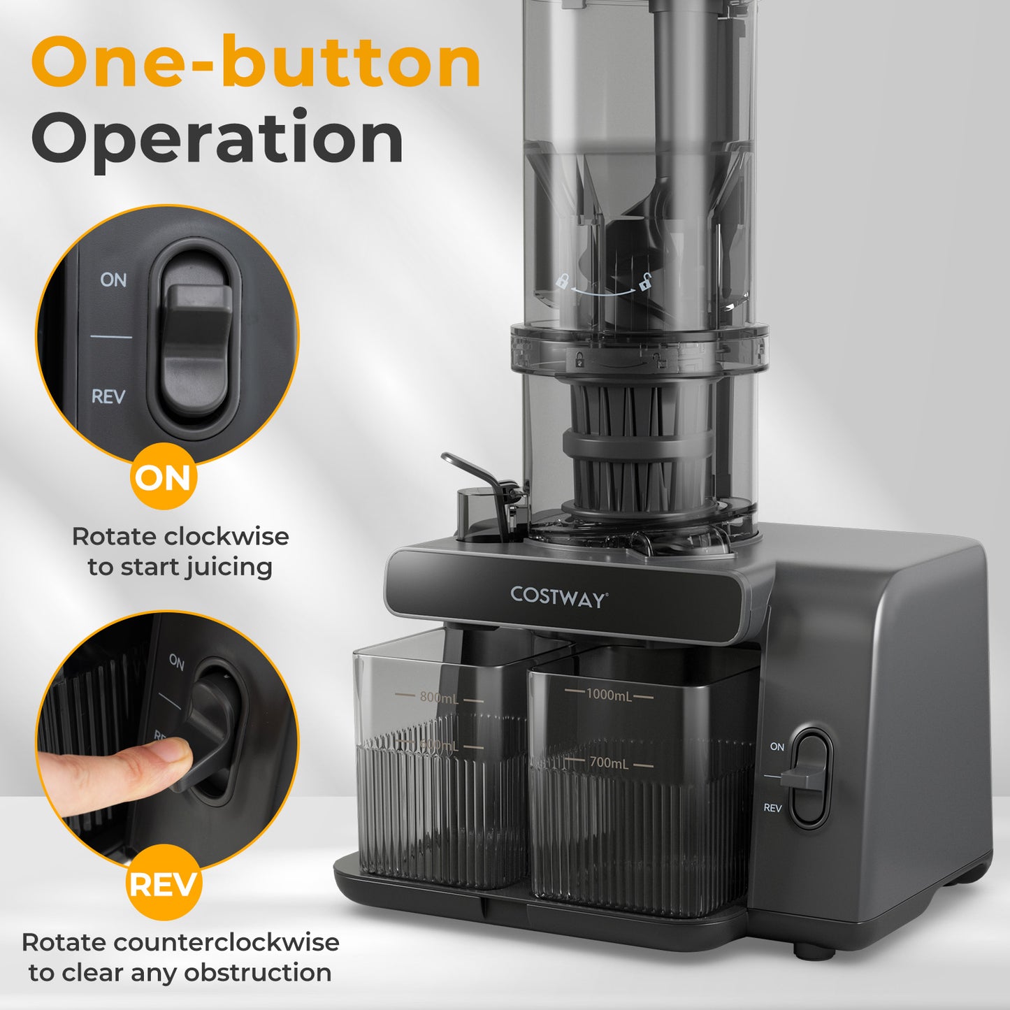 Cold Press Juicer, 5.3 Inches Feed Chute, High Juice Yield, Reverse Function Kitchen Utensils at Gallery Canada