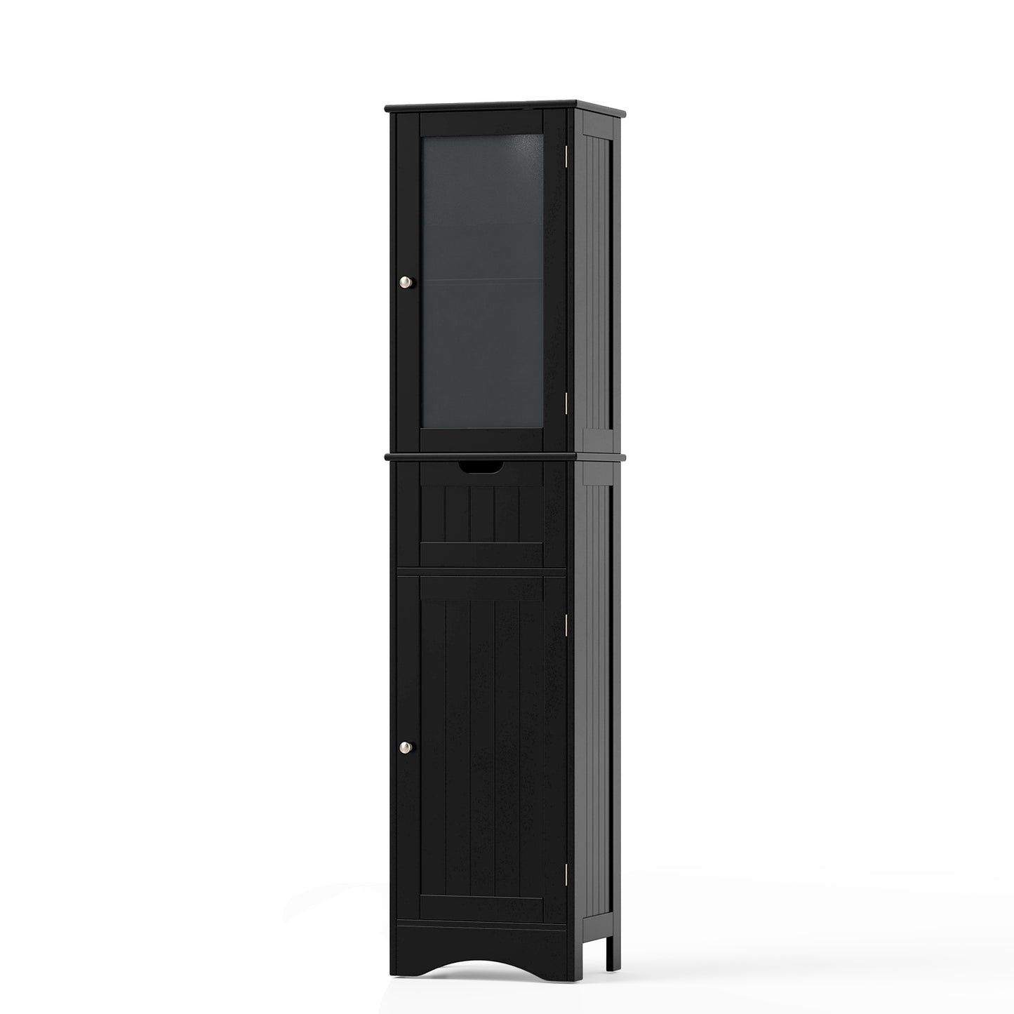 Tall Floor Storage Cabinet, 2 Doors, 1 Drawer, Black Floor Cabinets at Gallery Canada