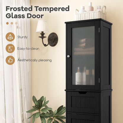 Tall Floor Storage Cabinet, 2 Doors, 1 Drawer, Black Floor Cabinets at Gallery Canada