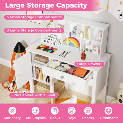 Kids Study Desk And Chair Set, For 3+ Years Old, White Kids Vanities at Gallery Canada